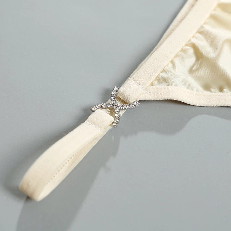 SexyLingerie  Women's Lingerie Underwear Seamless Satin Rhinestone Thong Skin-friendly Breathable Low Rised Diaments Briefs G St