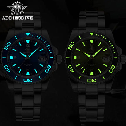 ADDIESDIVE Men Fashion Diving Mechanical Watch, Sapphire Crystal 20Bar Ceramic Bezel Super Luminous Stainless Steel Personalized