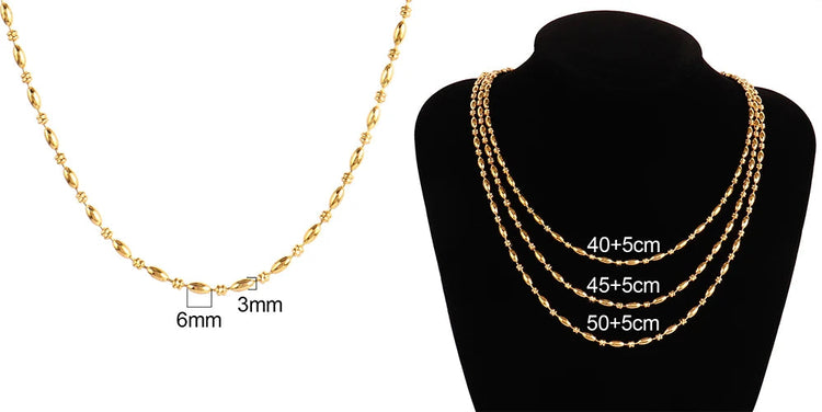 316 Stainless Steel Necklaces For Women Necklace Long Beads Chain Necklace Choker Necklace Bead Necklace Fashion Jewelry Gift PlatiNum