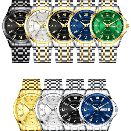 SUNKTA Orologio da Donna con Diamanti, Moda Creativa, Acciaio Impermeabile, Orologio al Quarzo Casual Luminoso con Bracciale platinumshop