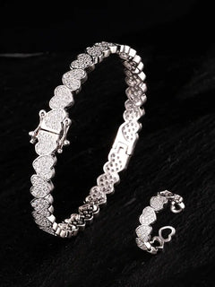 Set di Bracciale e Anello ZAKOL Hip Hop con Charm a Cuore in Zirconia Cubica per Uomo e Donna, Regalo di San Valentino per Coppie