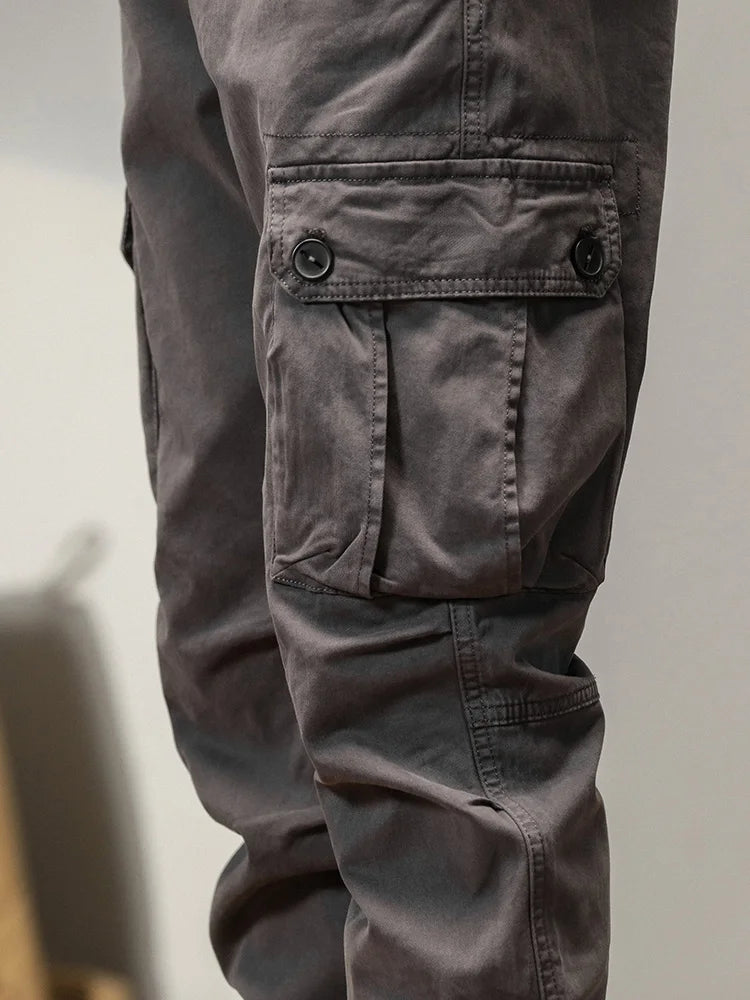 2023 New Multi-Pockets Spring Summer Cargo Pants Men Streetwear Zipper Leg Skinny Work Joggers Cotton Casual Tactical Trousers