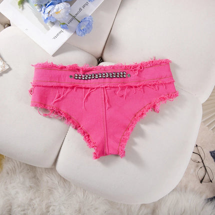 Womens Low Waist Denim Jeans Shorts Hottie Sexy Nightclub Mini Shorts Pants Jeans Slim Young Ladies White Pole Dance Hotpants PlatiNum