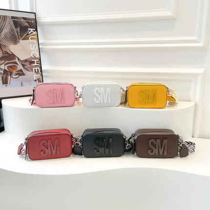 Cross-Border Style Camera Bag Fashionable Retro Women's Shoulder Slant Bag Small Square Bag Street Trend PU Material PlatiNum