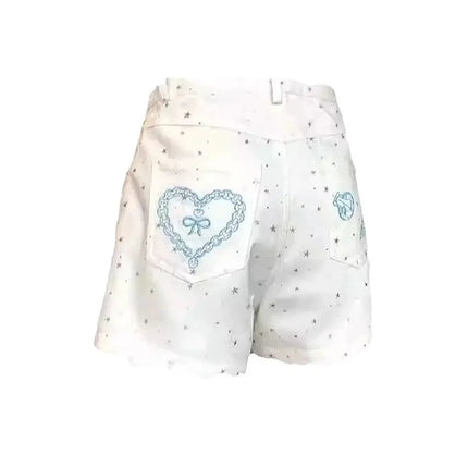 Summer Women Korean Korean Jeans Shorts Embroidery Cute Core Kpop Abi Japanese Y2K 2000s Denim Hot Pants Tide High Street New PlatiNum