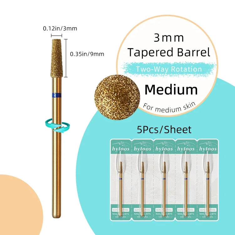 HYTOOS 5Pcs/Set Titanium Nail Drill Bits Diamond Cuticle Clean Nail Bit Professional Safety Cuticle Dead Skin Nail Cleaner Tool