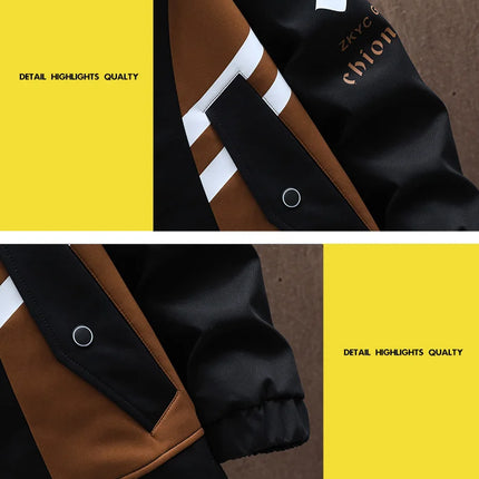 Men's Casual Hooded Jackets Autumn Patchwork Thin Coats Outwear Top Windbreaker Streetwear Clothing Plus Size
