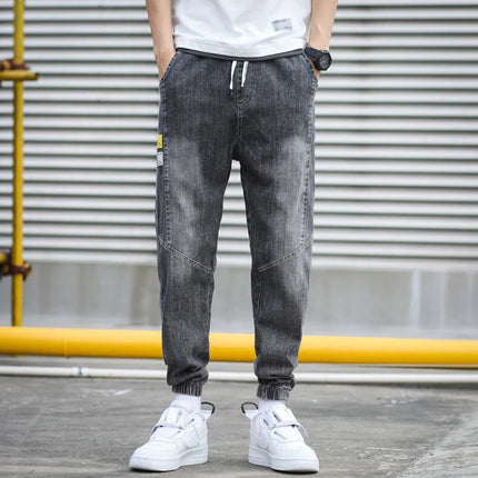 HIQOR Brand Men's Jeans Harem Denim Cargo Pants 2026 New Streetwear Jogger Hip Hop Cotton Trousers Male Blue Oversized 5XL 4XL PlatiNum