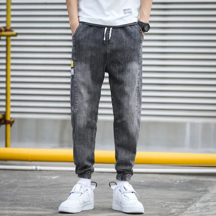 HIQOR Brand Men's Jeans Harem Denim Cargo Pants 2026 New Streetwear Jogger Hip Hop Cotton Trousers Male Blue Oversized 5XL 4XL PlatiNum