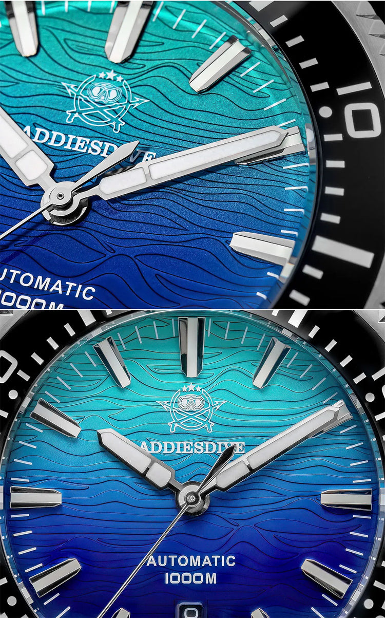 ADDIESDIVE 1000m Waterproof Diver Watches Sapphire Glass Automatic Mechanical Watches Super Luminous AD2526 Gradient Wristwatch