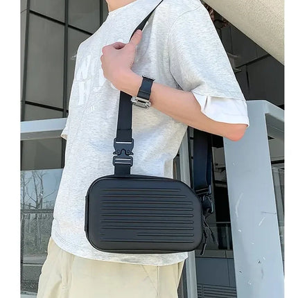 Borsa a tracolla rigida nera, leggera e portatile, per adulti, ideale per il trasporto quotidiano, lo shopping, le brevi camminate all'aperto e l'uso quotidiano.