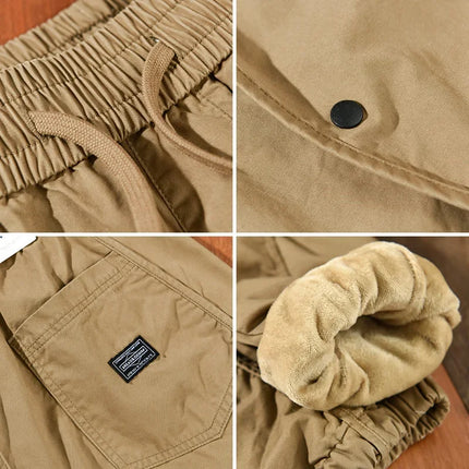 Winter New Thickened 100% Cotton Cargo Velvet Men's Winter Pants Comfortable Soft Keep Warm Retro Street Trousers  AZ640
