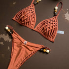 Sexy marrone bikini set 2026 donne perle cinturino foro fuori reggiseno push up perizoma costume da bagno brasiliano spiaggia costume da bagno micro costumi da bagno platinumshop