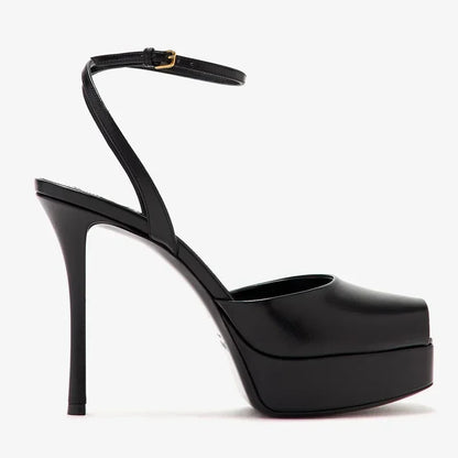 Platform Peep Toe Satin Slingback Pumps Sexy Square Toe Thin Heel Ankle Strap New Arrivals Fashion Women Modern Shoes