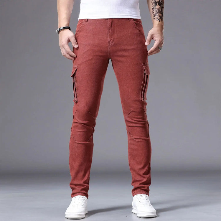 Men's Casual Jeans Vintage Straight Leg Elastic Slim Fit Autumn Winter Sweatpants Trousers Skinny Y2k Jeans Men's Cargo Pants