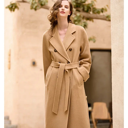 DUTRIEUX Women's Coat Double-sided 10% Cashmere 90% Wool Women's Long Coat Jacket, 2025 Winter New Long Cashmere Coat Women