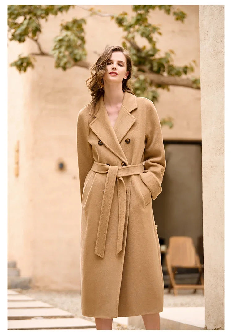 DUTRIEUX Women's Coat Double-sided 10% Cashmere 90% Wool Women's Long Coat Jacket, 2025 Winter New Long Cashmere Coat Women