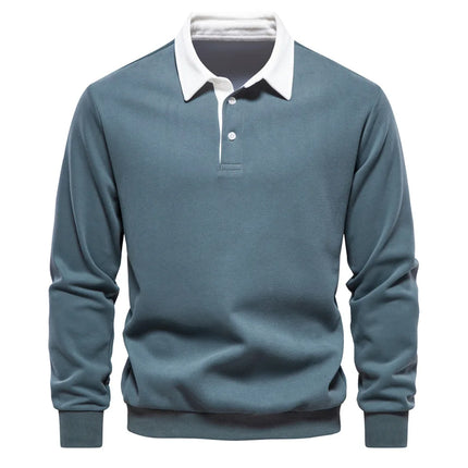 2025 Spring Autumn Polo Neck Sweatshirts for Men Fashion Smart Casual Cotton Mens Hoodies Sweatshirts High-Quality Pullover Tops