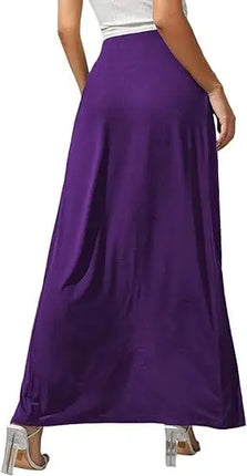 Nuova gonna elastica a vita alta da donna tinta unita spacco alto laterale vestibilità ampia assorbimento del sudore gonna lunga da spiaggia stile street