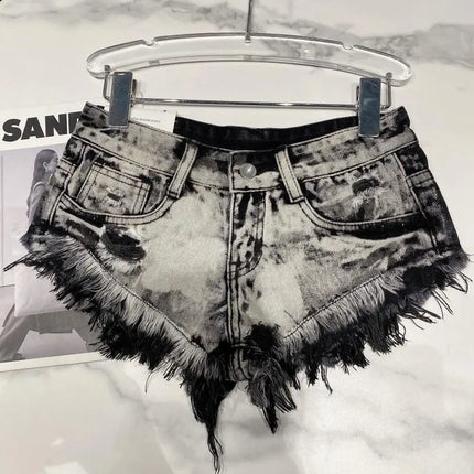 Pantaloncini di jeans Donna High Street Hotsweet Casual Vita bassa Bordi grezzi Fori A-line Stile coreano Y2k Pantaloncini estivi per ragazze piccanti