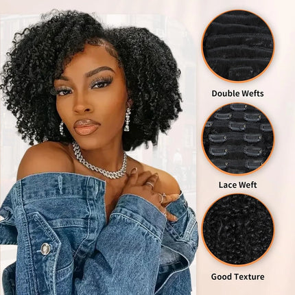 Kinky Curly Clip Ins Human Hair 3C 4A Curly Clip In Extensions for Black Women 8 Pcs 20 Clips 120g/Set 10A Brazilian Human Hair