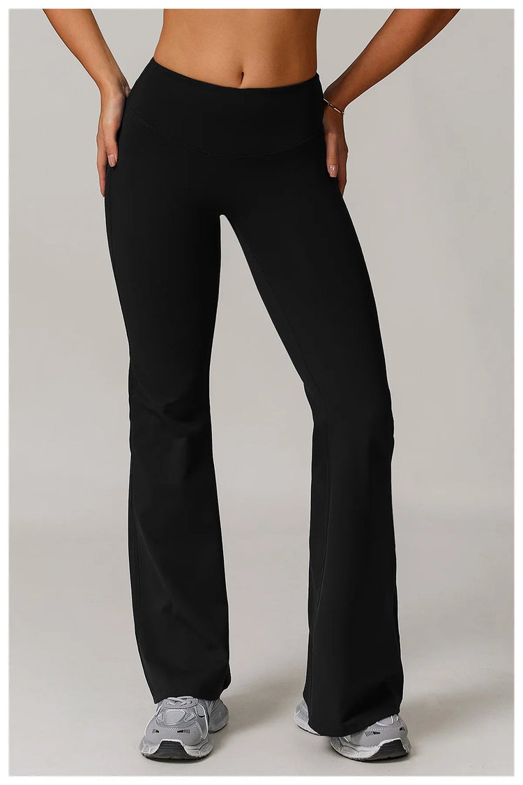 High Waist Wide Leg Pants Leggings Women Tights Fitness Bell-bottoms Yoga Elastic Leggings Push Up Gym Workout Flared Pants PlatiNum