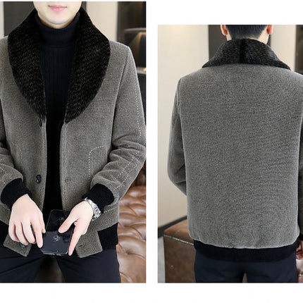 Casual Winter Men's Slim White Duck Down Jackets Warm Short Fur Collar Puffer Woolen Coat Outwear Thicken Windproof Top Clothing