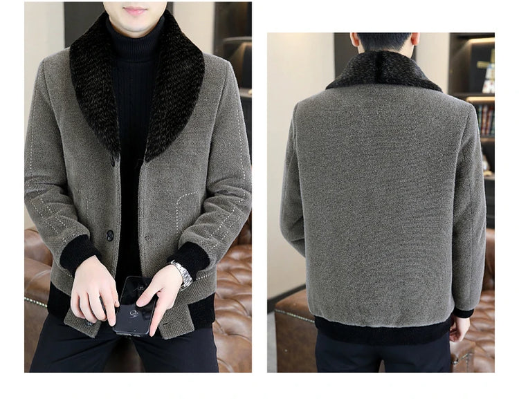 Casual Winter Men's Slim White Duck Down Jackets Warm Short Fur Collar Puffer Woolen Coat Outwear Thicken Windproof Top Clothing