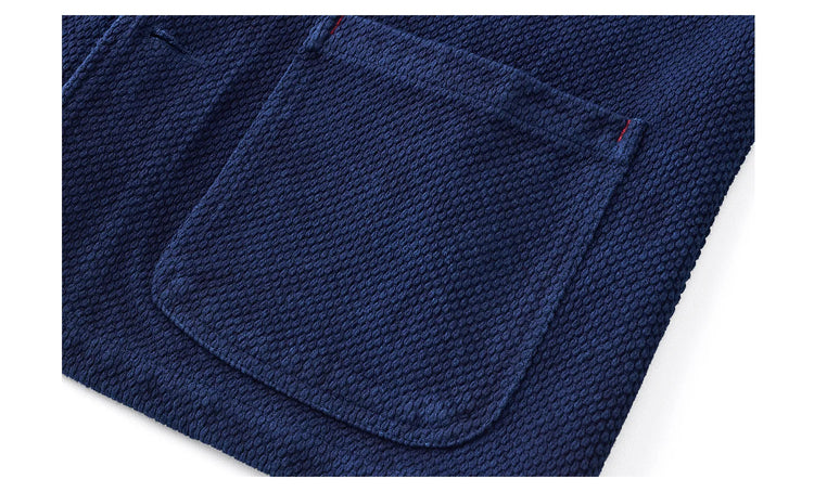 Vintage French Indigo Cargo Jacket Men Autumn Winter New Lapel Multi-pocket Blue Dyed Tooling Jacket Retro Casual Cardigan Coat