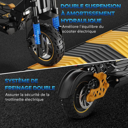 Monopattini elettrici M5 Pro W, batteria 48V 20.8Ah, autonomia 80 km, freni idraulici pieghevoli, con sella e bagagliaio