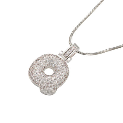 ZHUKOU Colore argento Bubble lettere iniziali collane 26 lettere pendenti collane per le donne Ottone CZ Gioielli all'ingrosso VL34