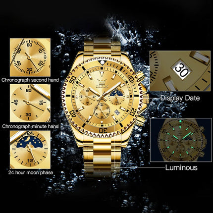 OLEVS Orologi da uomo Orologio di lusso delle migliori marche da uomo Cronografo originale impermeabile in acciaio inossidabile Fasi lunari Data Quadrante Rota platinumshop