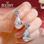 BXINY 19Carat All Moissanite Water Drop Earrings S925 Silver Pear Cut Diamond for Women Wedding Bride Gift Jewelry GRA Certified PlatiNum