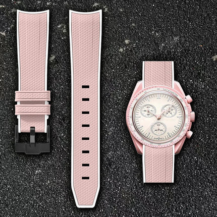 Per Omega Swatch 20mm Curva cinturino per orologio Speedmaster MoonSwatch Planet Snoopy cinturino cinturino a sgancio rapido braccialetto in gomma platinumshop