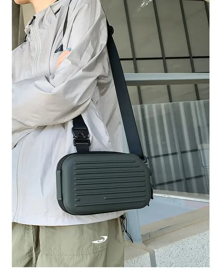 Borsa a tracolla rigida nera, leggera e portatile, per adulti, ideale per il trasporto quotidiano, lo shopping, le brevi camminate all'aperto e l'uso quotidiano.
