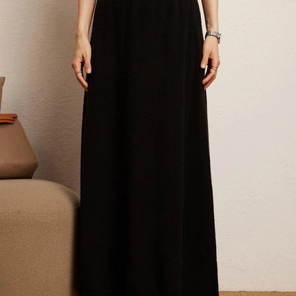 Korean Long Skirt Women's Wave Skirt 100% Cashmere Straight Skirt Knit Autumn Winter Skirt Warm Elegant Casual Knee Length Dress PlatiNum