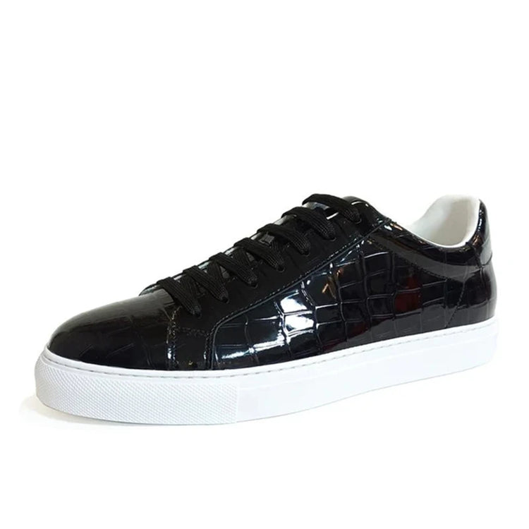 Men's High Quality Flats Cow Leather Sneakers Flat Round Toe Laces Black Daily Board Casual Shoes Luxury Business Footwear