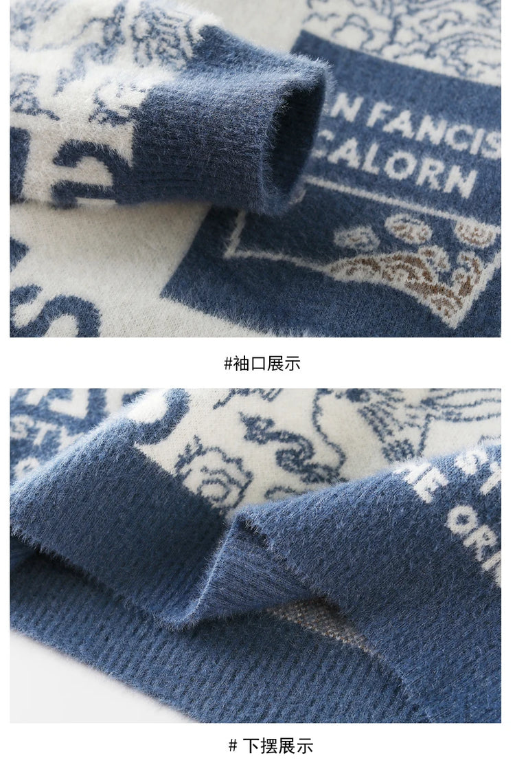 Men's Sweater New Autumn Winter Print Hip Hop Sweater Men Streetwear Print Pullover Tops Harajuku Couple Sweater