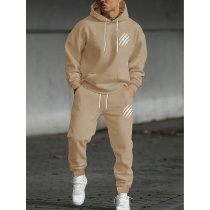 Men's sports suit, sports fashion print set, men's hoodie, women's suit, plush hoodie, solid color hoodie, casual wear PlatiNum