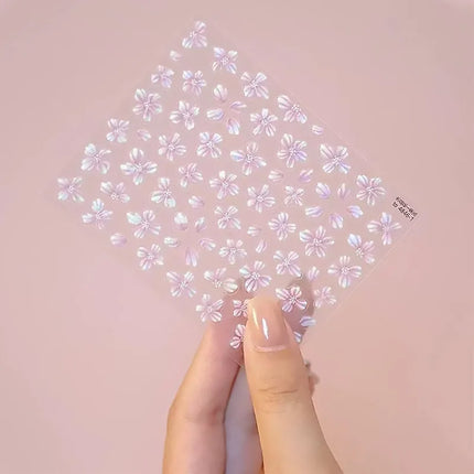 New Hipster Pure White Flowers Rose Spring Lily Camellia Daisy Jelly Cherry Blossom Nail Art Stickers Manicure Decals ZJT11