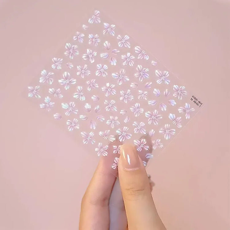 New Hipster Pure White Flowers Rose Spring Lily Camellia Daisy Jelly Cherry Blossom Nail Art Stickers Manicure Decals ZJT11