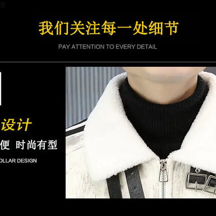 2024 Winter Woolen Motorcycle Jacket Men Thickened Velvet Casual Business Wool Blends Coat Hip Hop Social Streetwear Overcoat
