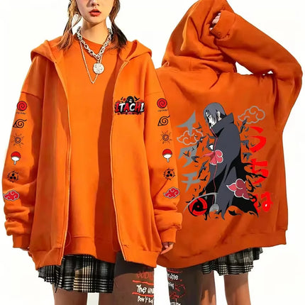 Naruto Uchiha Itachi New Japanese Anime Fashion Y2K Harajuku Men's Trendy Casual Sportswear Men's Couple Style Zip-Up Coat