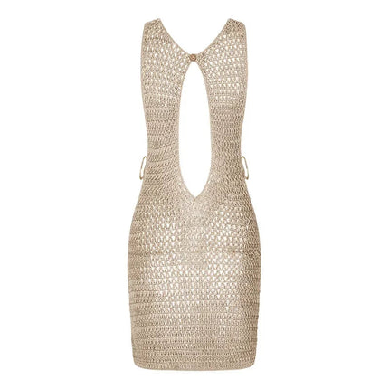 2024 Estate Sexy Un Collo Cut-Out Cerchio Decorazione Corsetto Sottile Spiaggia Mini Vestito Delle Donne Mare Beachwear Costumi da Bagno Cover Up A2796 platinumshop