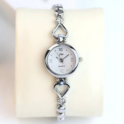 Orologio da polso da donna Orologio da polso di lusso da donna in argento rosa oro squisito con strass Orologio Relogio al quarzo femminile alla moda semplice platinumshop