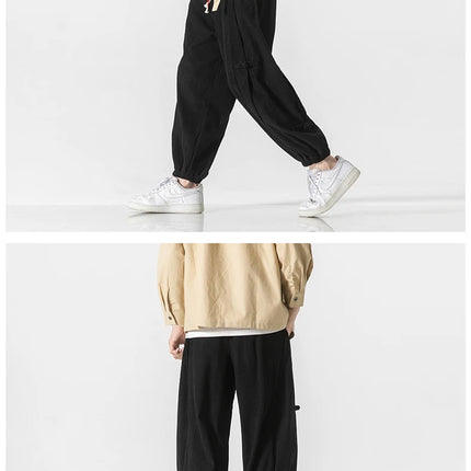 Pantaloni da uomo caldi di vendita autunno stile cinese pantaloni larghi larghi vintage moda uomo pantaloni lanterna con coulisse Harajuku solidi