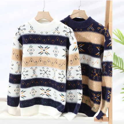High Quality Sweater New Fashion Trend Printed Thickened Warm Knitted Sweater Autumn/winter Men's Casual Loose Sports top