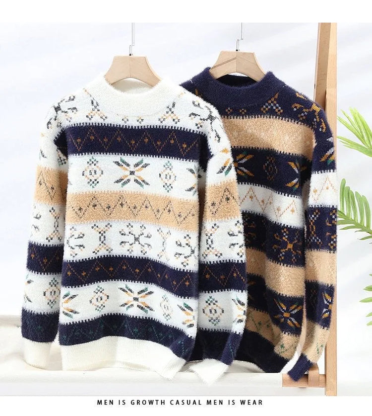 High Quality Sweater New Fashion Trend Printed Thickened Warm Knitted Sweater Autumn/winter Men's Casual Loose Sports top