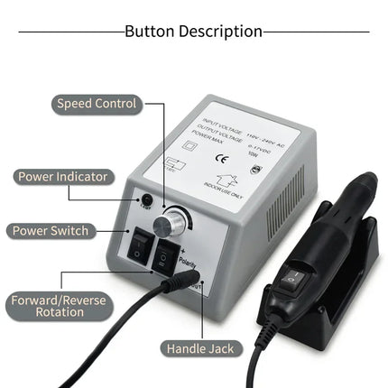 2000 Series Electric Nail Filing Machine, Smooth high rotating speed for acrylic soak-off removal and sidewall buffing, Professional Manicure Pedicure Polisher for daily nail studio detailed shaping work