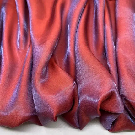 Tessuto di raso setoso in cristallo di vetro, tessuto iridescente glitterato, materiale per abiti lucidi, tessuto per indumenti lucido